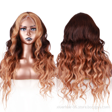 Ready to Ship Wholesale High Quality Loose Wave 13x4 Lace Frontal with Baby Hair  Highlighted 100% Human Hair Wigs